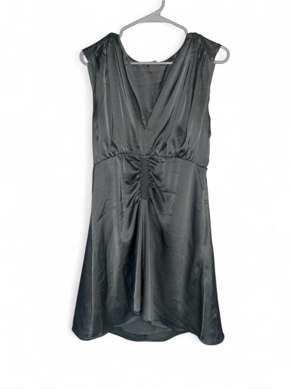 H&M Black Satin V-Neck Midi Dress
